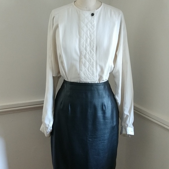 #12 VINTAGE 1970-80s "Cossack" Quilted Placket Blouse 70s Designer Chaus - Picture 2 of 7